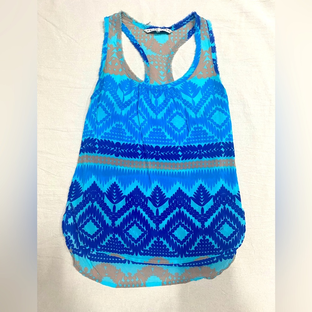 Trina Turk Silk Blend Tank Top Blouse Boho Size Petite Small Resort Vacation